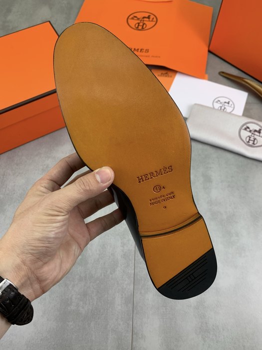 Shoes Hermes men's leather loafers Black Size 39 45