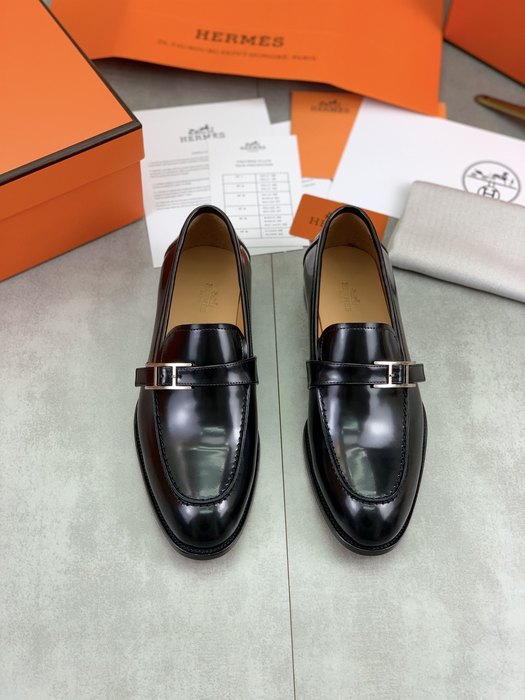 Shoes Hermes men's leather loafers Black Size 39 45