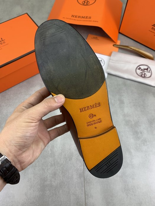 Shoes Hermes men's leather loafers Brown Size 39 44 001