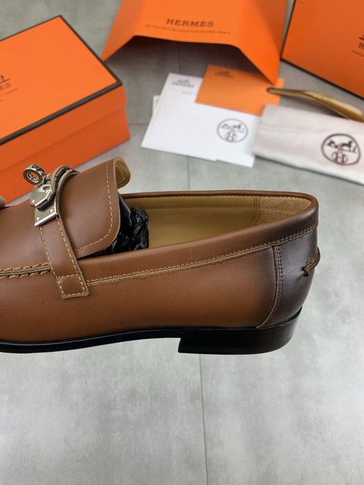 Shoes Hermes men's leather loafers Brown Size 39 44 001