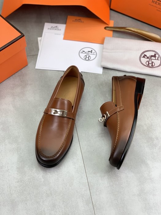 Shoes Hermes men's leather loafers Brown Size 39 44 001