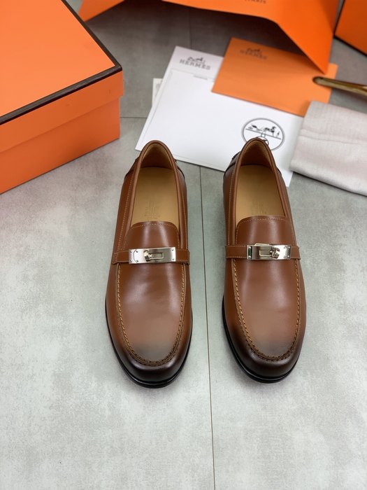 Shoes Hermes men's leather loafers Brown Size 39 44 001