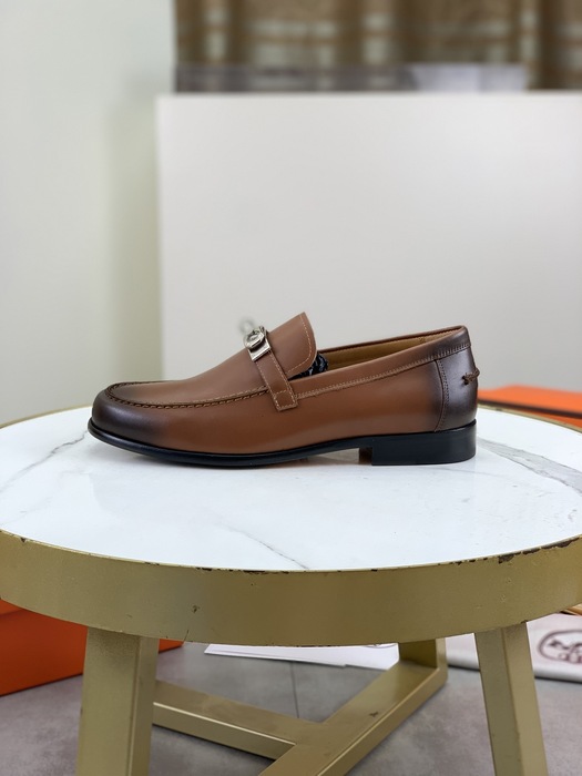 Shoes Hermes men's leather loafers Brown Size 39 44 001