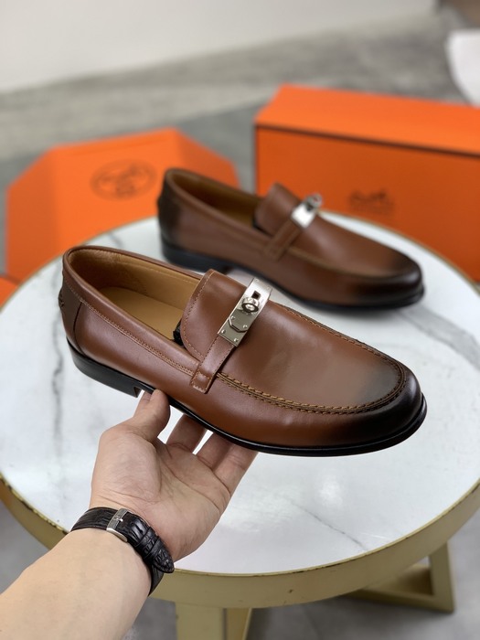 Shoes Hermes men's leather loafers Brown Size 39 44 001