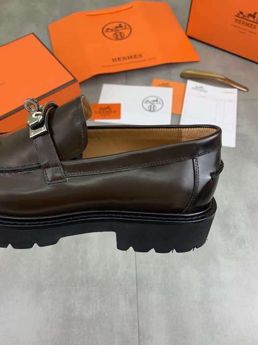 Shoes Hermes men's leather loafers Brown Size 39 44