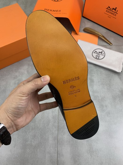 Shoes Hermes men's leather monk strap Black Size 39 44