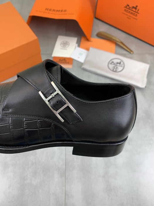 Shoes Hermes men's leather monk strap Black Size 39 44