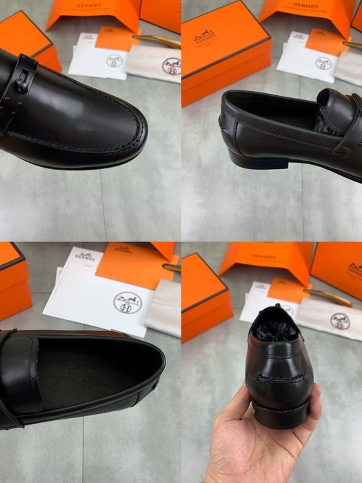 Shoes Hermes men's loafers Black Size 39 44