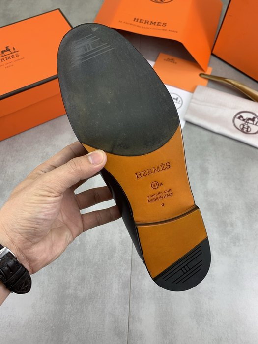 Shoes Hermes men's loafers Black Size 39 44