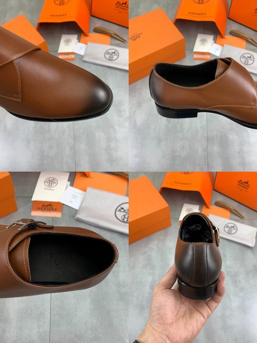Shoes Hermes men's monk strap Brown Size 39 44