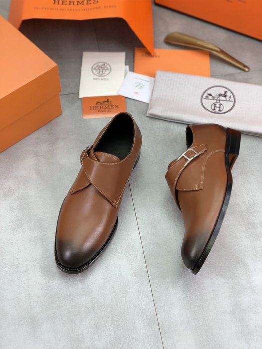 Shoes Hermes men's monk strap Brown Size 39 44