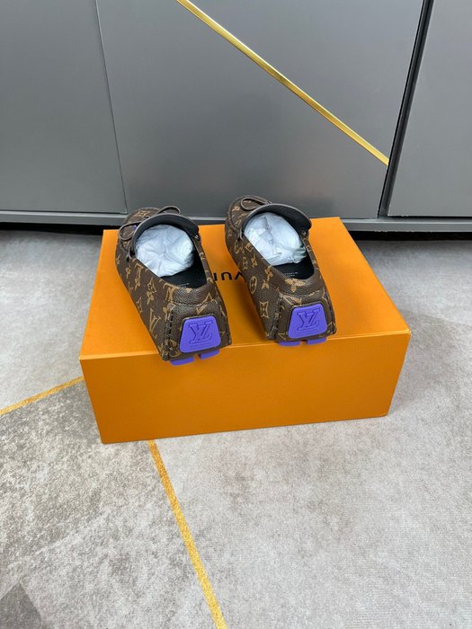 Shoes Louis Vuitton 1V Driver Moccasin Brown