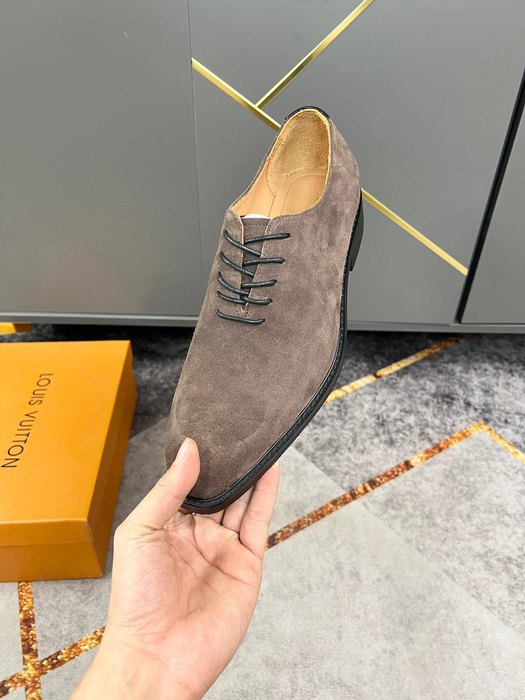 Shoes Louis Vuitton business casual suede lace up Brown