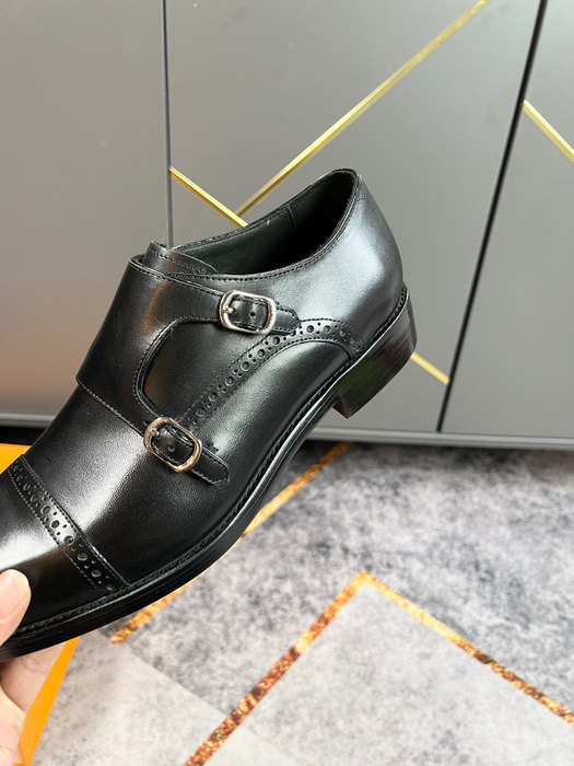 Shoes Louis Vuitton double monk strap leather shoes Black 001