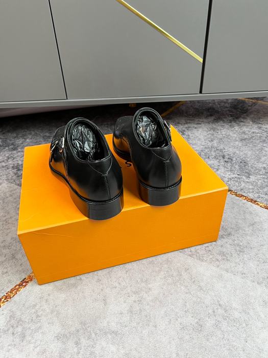 Shoes Louis Vuitton double monk strap leather shoes Black 001