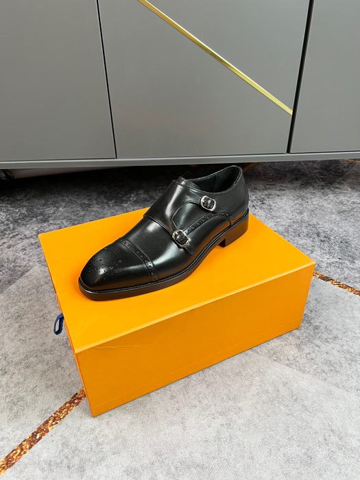 Shoes Louis Vuitton double monk strap leather shoes Black 001