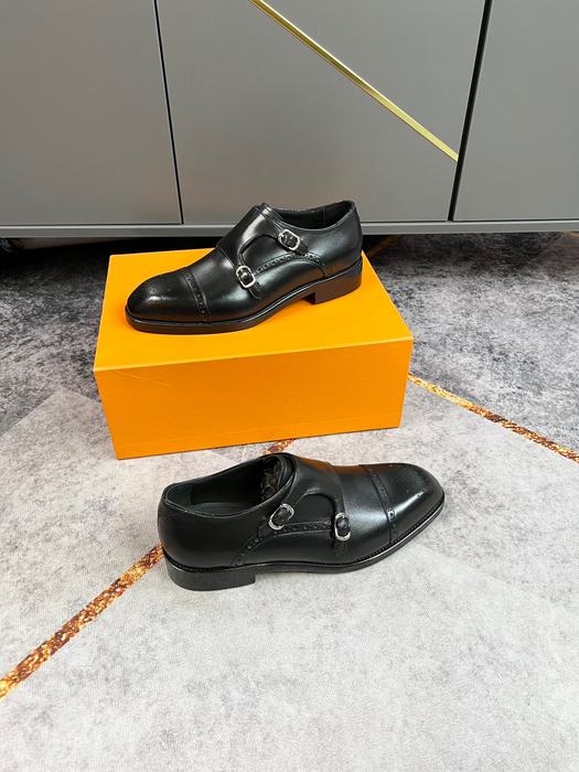 Shoes Louis Vuitton double monk strap leather shoes Black 001