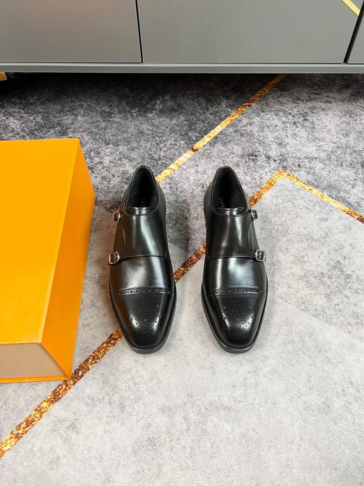 Shoes Louis Vuitton double monk strap leather shoes Black 001