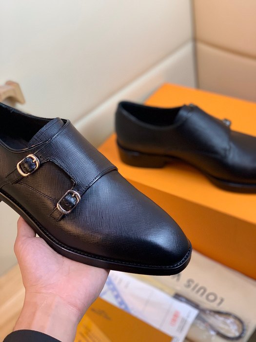 Shoes Louis Vuitton double monk strap leather shoes Black