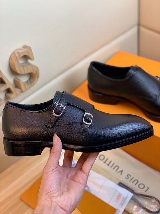 Shoes Louis Vuitton double monk strap leather shoes Black