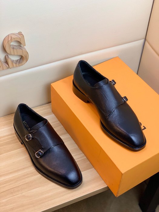 Shoes Louis Vuitton double monk strap leather shoes Black