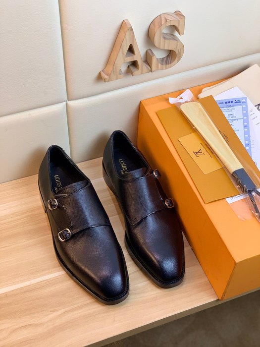 Shoes Louis Vuitton double monk strap leather shoes Black