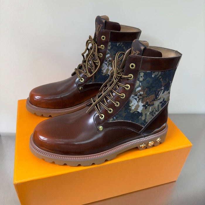 Shoes Louis Vuitton high top casual boots Brown 001