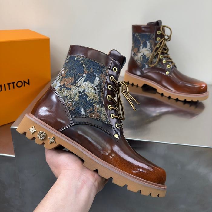 Shoes Louis Vuitton high top casual boots Brown 001