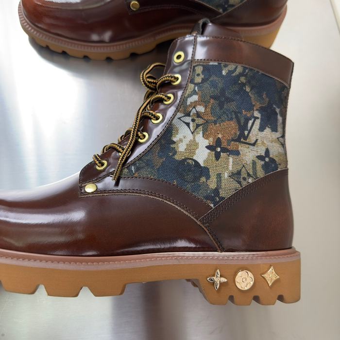 Shoes Louis Vuitton high top casual boots Brown 001