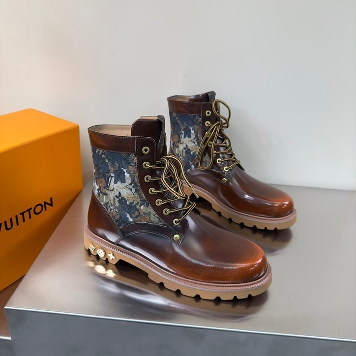 Shoes Louis Vuitton high top casual boots Brown 001