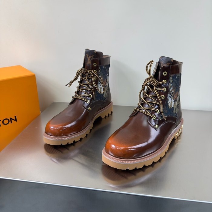 Shoes Louis Vuitton high top casual boots Brown 001