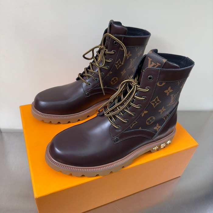 Shoes Louis Vuitton high top casual boots Brown 002
