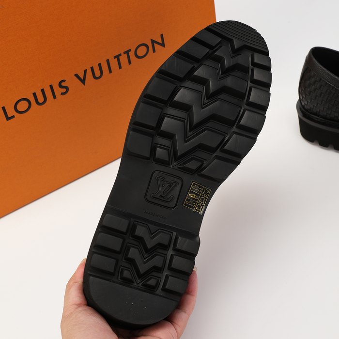 Shoes Louis Vuitton woven leather loafer Black