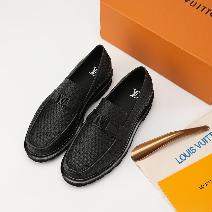 Shoes Louis Vuitton woven leather loafer Black