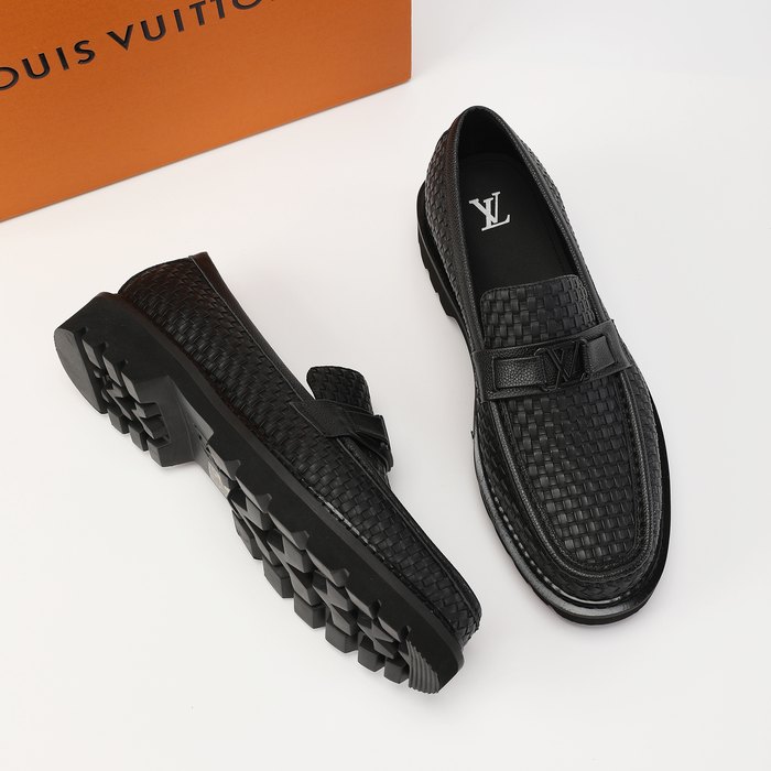Shoes Louis Vuitton woven leather loafer Black
