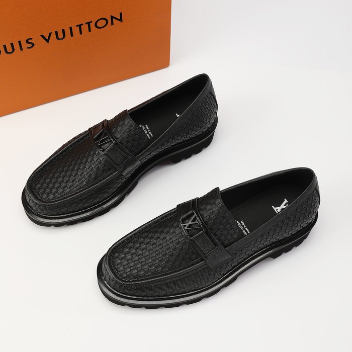 Shoes Louis Vuitton woven leather loafer Black