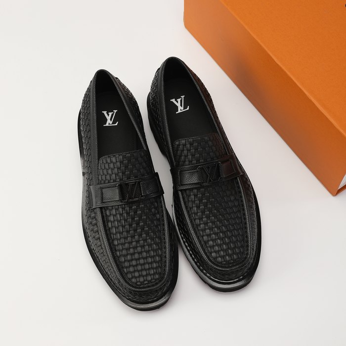 Shoes Louis Vuitton woven leather loafer Black