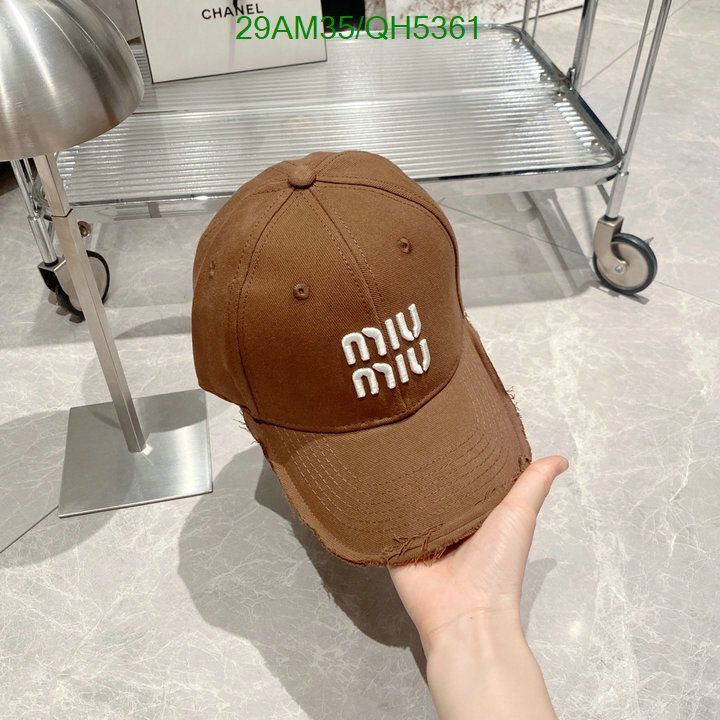 Yupoo miumiu hat baseball brown white embroidery QH5361