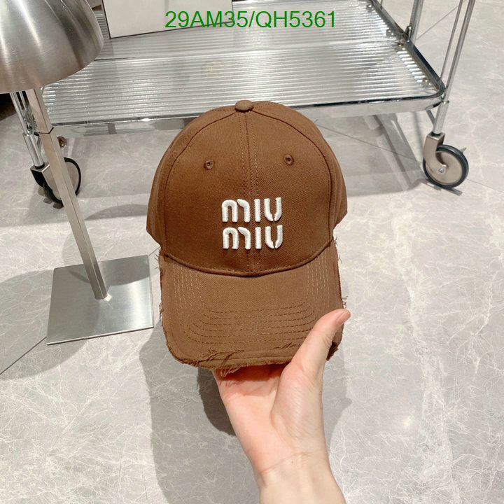 Yupoo miumiu hat baseball brown white embroidery QH5361