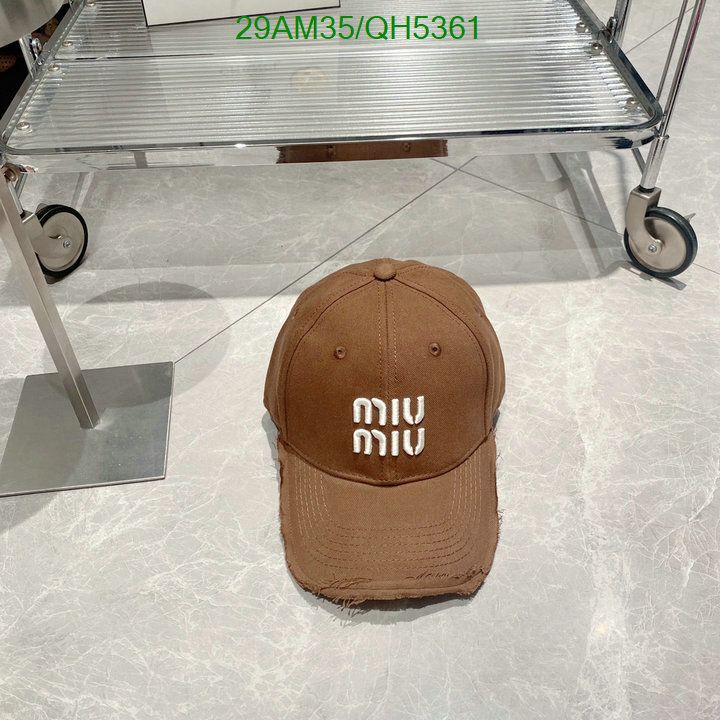 Yupoo miumiu hat baseball brown white embroidery QH5361