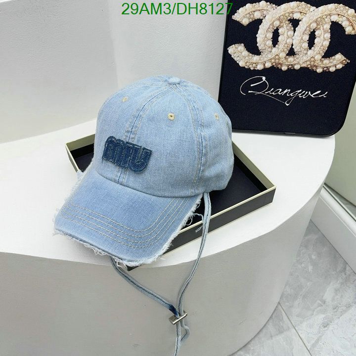 Yupoo miumiu hat distressed blue denim adjustable DH8127