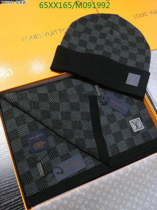 Yupoo LV hat scarf set Grey