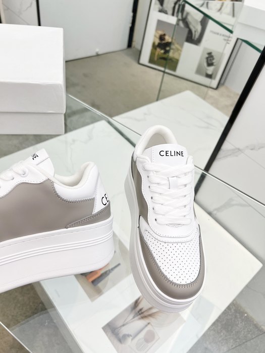Celine Block Platform Lace up Sneakers Grey