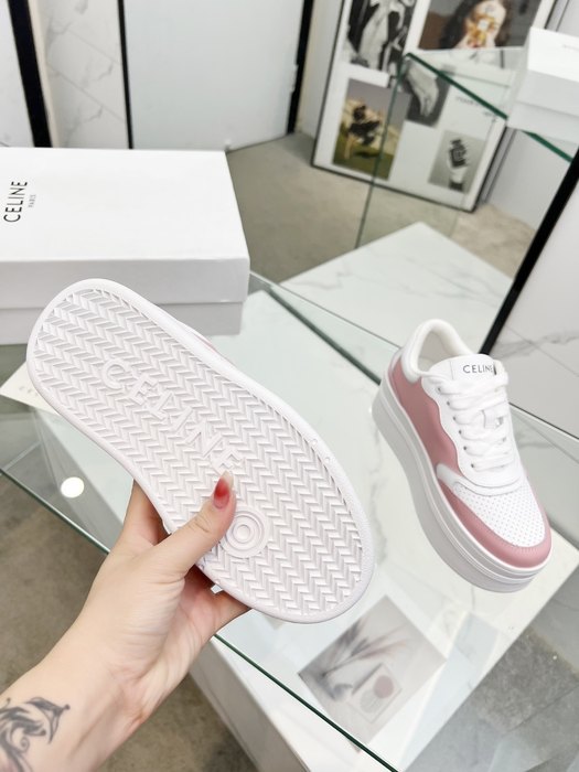 Celine Block Sneakers Platform Lace up White