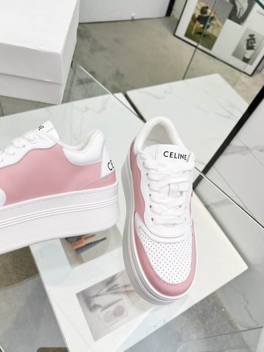 Celine Block Sneakers Platform Lace up White