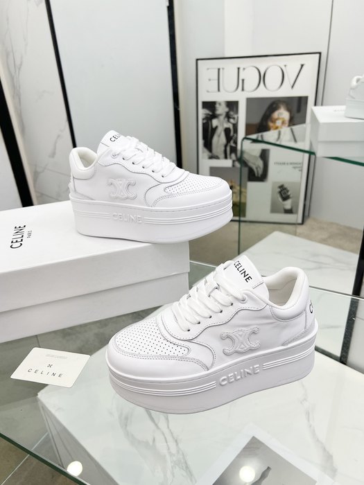 Celine Block Wedge Platform White