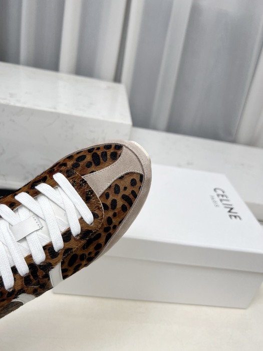 Celine Trainer Leopard Print Low Top Brown