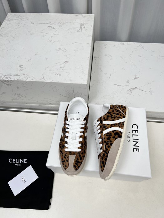 Celine Trainer Leopard Print Low Top Brown