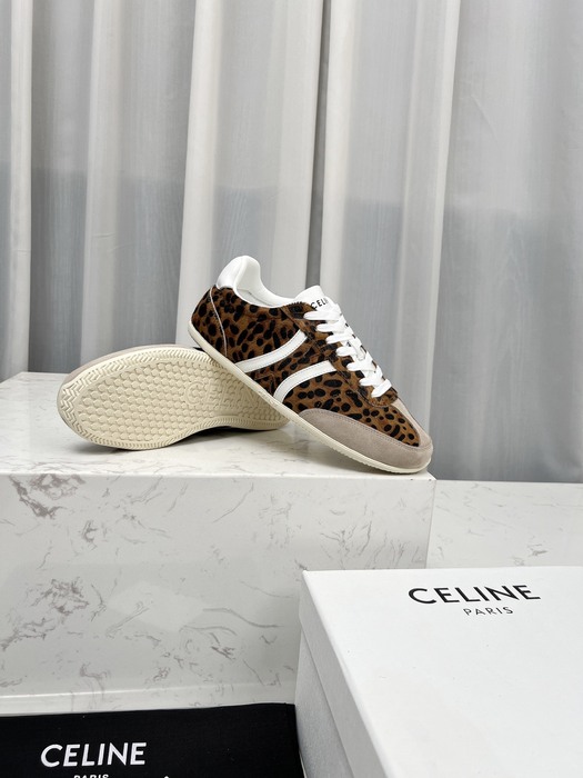 Celine Trainer Leopard Print Low Top Brown