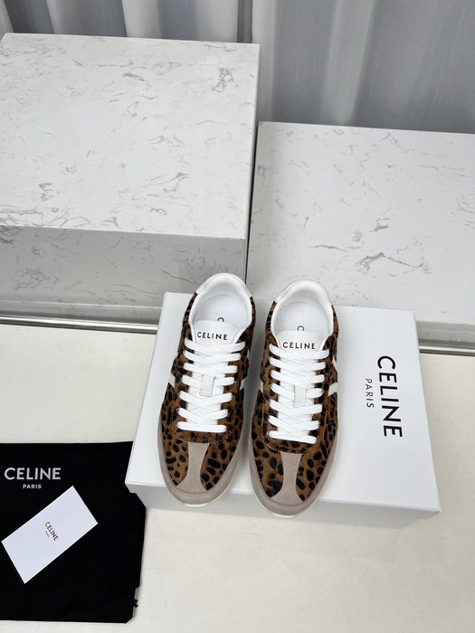 Celine Trainer Leopard Print Low Top Brown